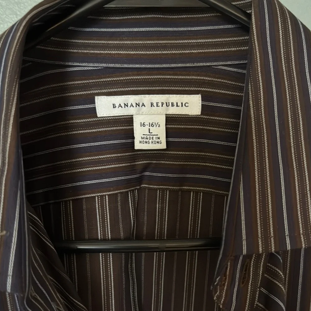 Banana Republic Black Dress Shirt with Long Sleeves and Spread Collar